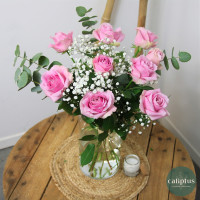 Bouquet Rose Rose Gypso et sa Bougie Offerte