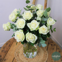 Abonnement - Bouquet Pureté - Roses Blanches 60 cm Accueil pas cher caliptus