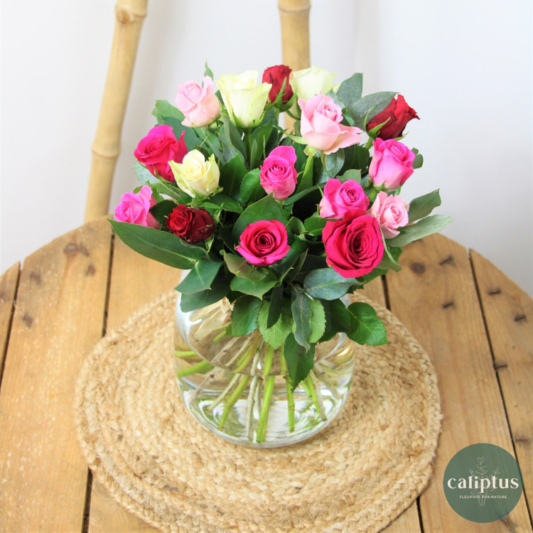 Bouquet de 20 Roses variées - Livraison Incluse Livraison de Fleurs coupées pas cher caliptus