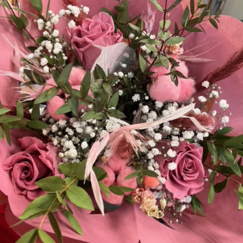 Bouquet Tendresse Poudrée Fleurs séchées pas cher caliptus