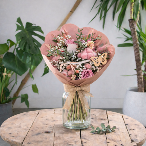 Bouquet Tendresse Poudrée Fleurs séchées pas cher caliptus