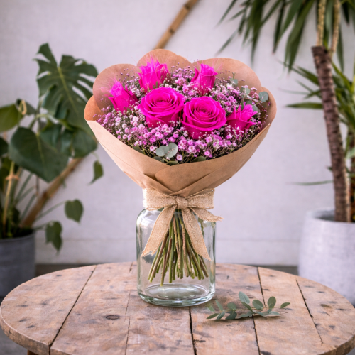 Bouquet Fuschia Taille M Fleurs séchées pas cher caliptus