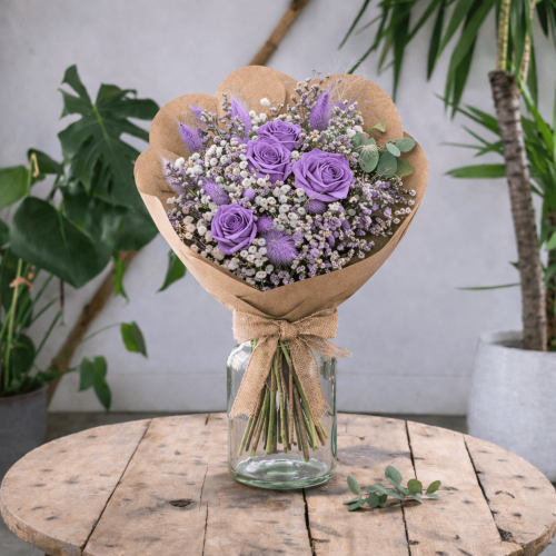 Bouquet Mauve Taille M Fleurs séchées pas cher caliptus